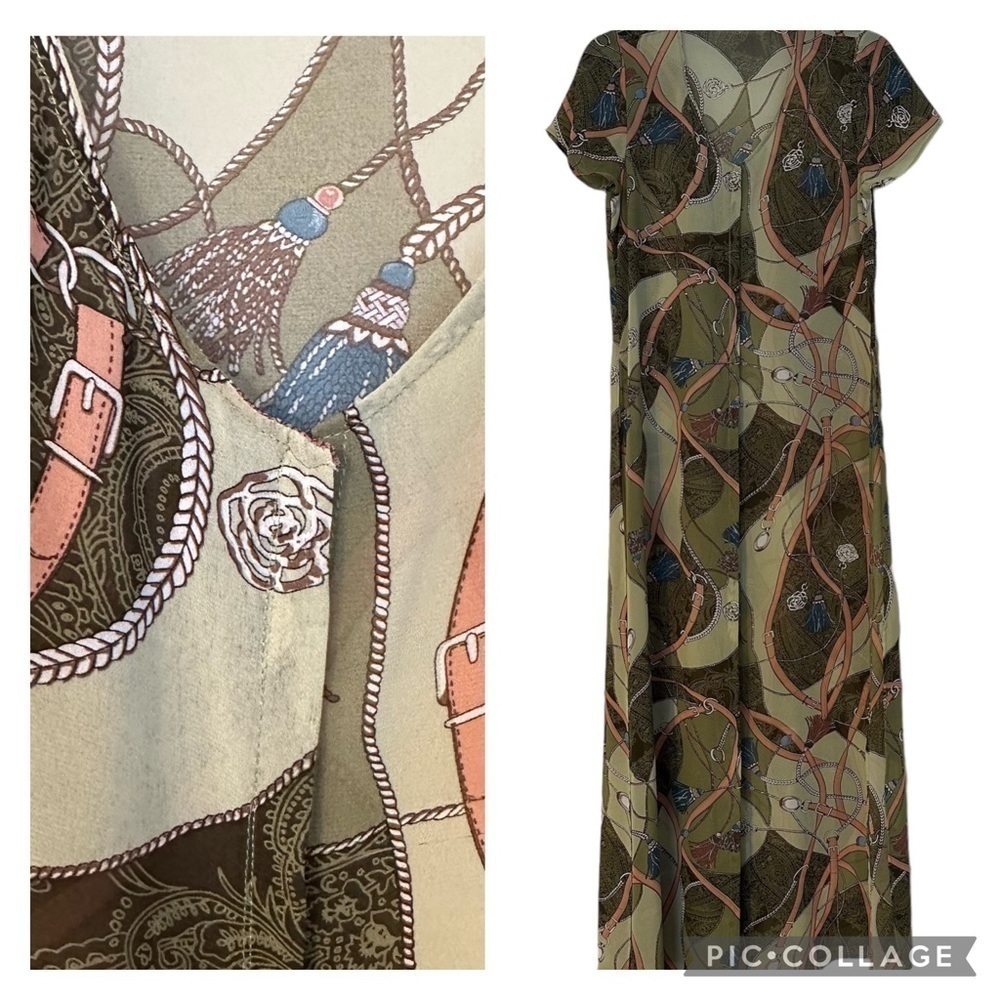 No Brand Kimono with Partially Closed Front Equestrian Pink Rope Pattern Size S